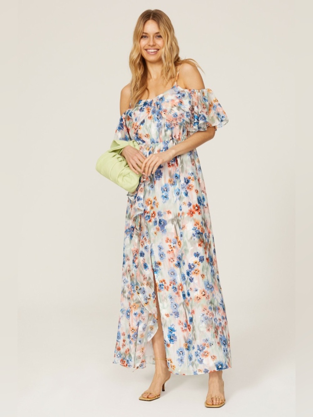 Tanya Taylor Lorena floral Off-Shoulder Maxi Dress in Multi-Color size 6